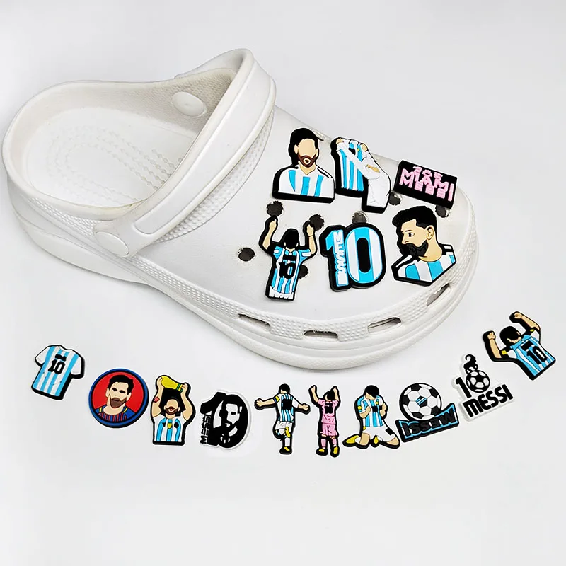 1-16pcs of Football Star Mesi Series Cartoon Shoe Charming Decorative Accessories, Children's Favorite Gifts Shoe Accessories