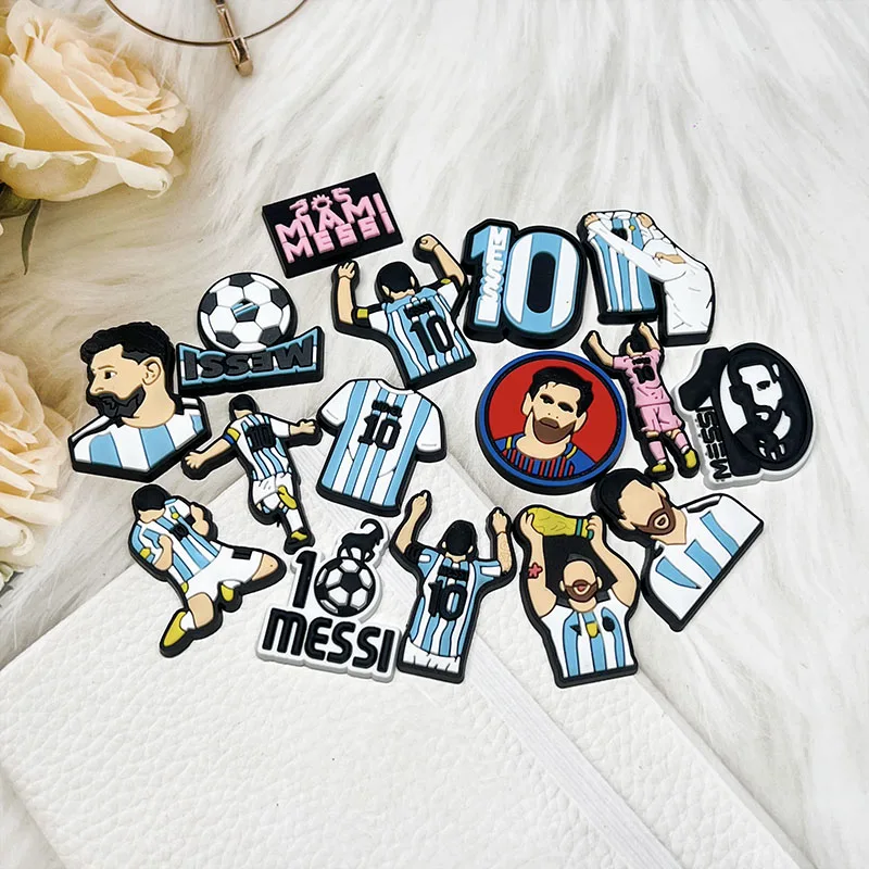 1-16pcs of Football Star Mesi Series Cartoon Shoe Charming Decorative Accessories, Children's Favorite Gifts Shoe Accessories