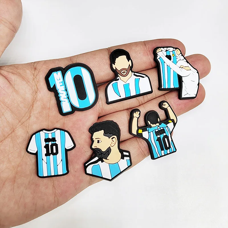 1-16pcs of Football Star Mesi Series Cartoon Shoe Charming Decorative Accessories, Children's Favorite Gifts Shoe Accessories