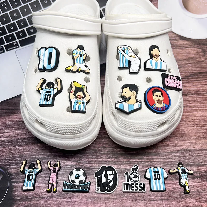 1-16pcs of Football Star Mesi Series Cartoon Shoe Charming Decorative Accessories, Children's Favorite Gifts Shoe Accessories