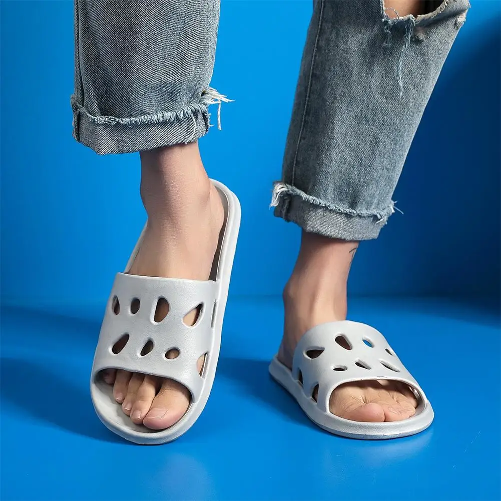 EVA Shower Slippers for Men Non‑Slip Quick Drying Bath Slippers with Drainage Holes Lightweight House Slides for Bathroom