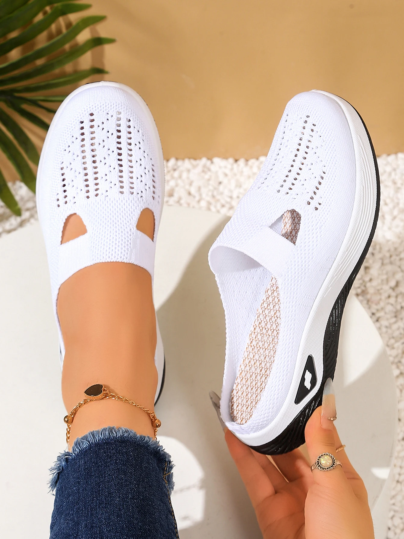 Women Shoes Convenient and Comfortable at Home, One Foot with a Vent and Half Slipper Women's Summer Shoes