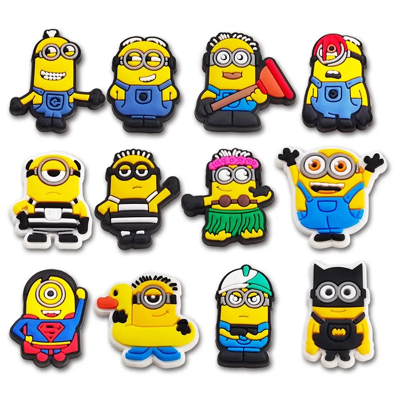 12-36Pcs Potdemiel Minion Cartoon Shoe Charms For Slides Sandals,PVC Shoe Decorations Accessories For Christmas Birthday Gift