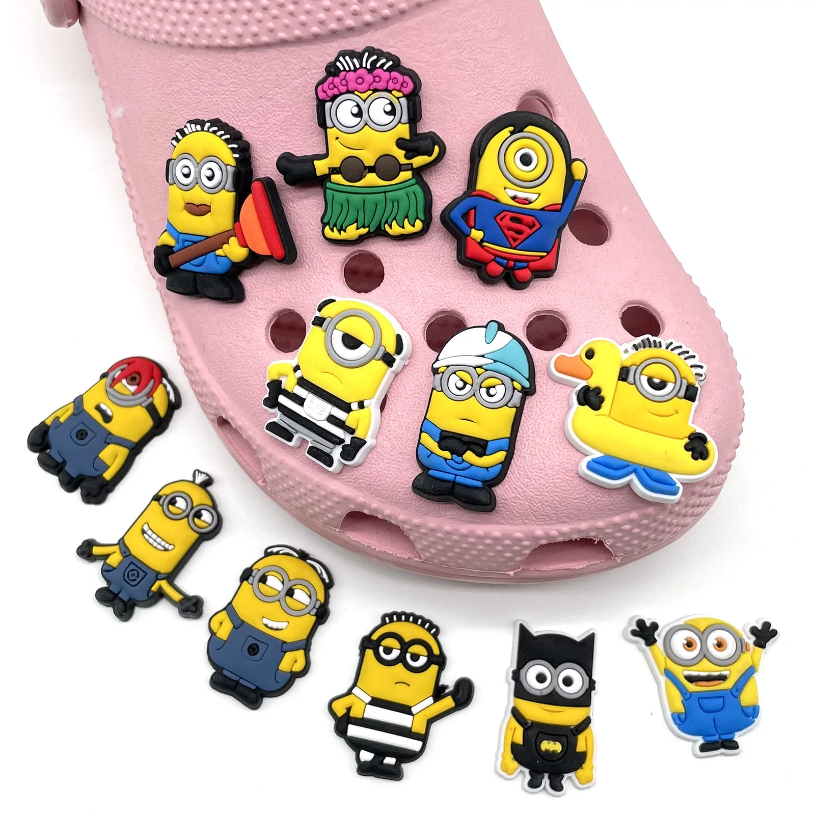 12-36Pcs Potdemiel Minion Cartoon Shoe Charms For Slides Sandals,PVC Shoe Decorations Accessories For Christmas Birthday Gift