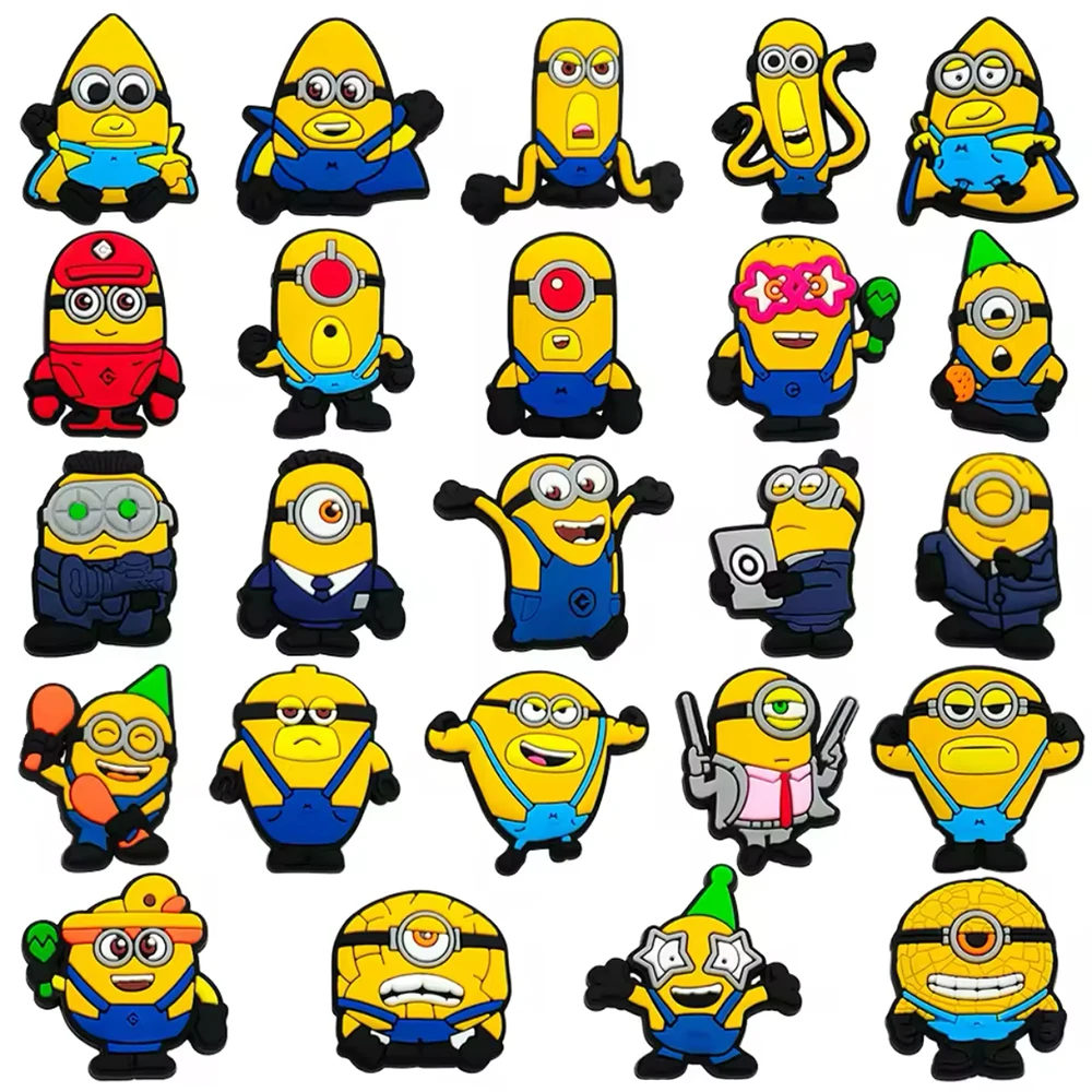 12-36Pcs Potdemiel Minion Cartoon Shoe Charms For Slides Sandals,PVC Shoe Decorations Accessories For Christmas Birthday Gift