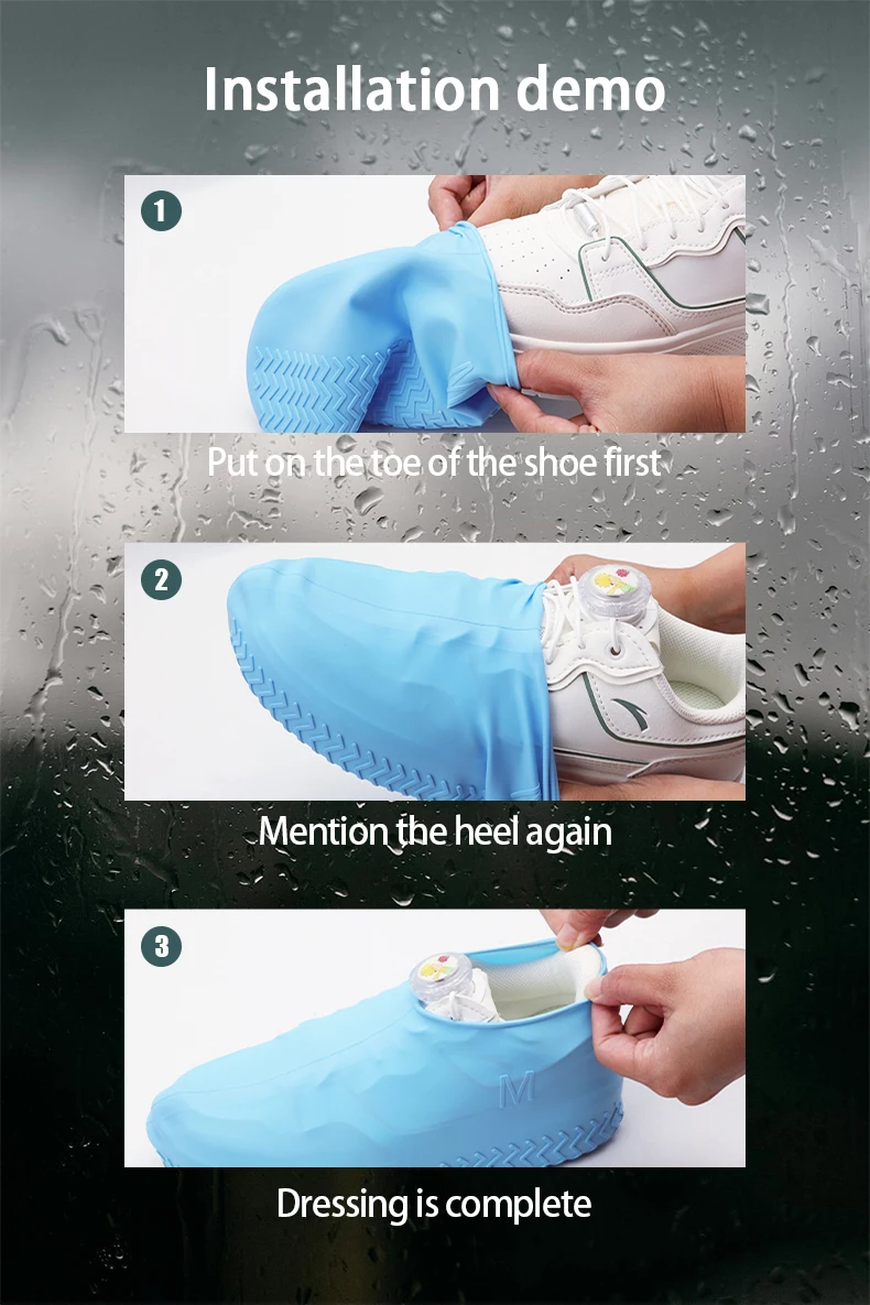 Silicone Waterproof Shoe Covers Children Adults Wear Resistant Portable Rainwater Shoe Covers 1 Pair