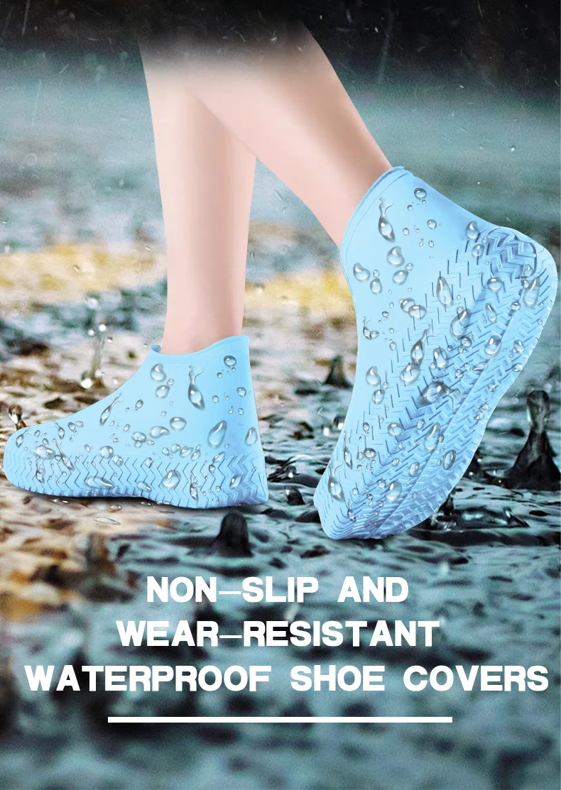 Silicone Waterproof Shoe Covers Children Adults Wear Resistant Portable Rainwater Shoe Covers 1 Pair