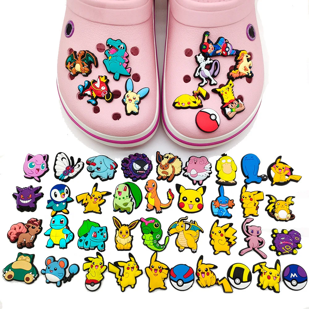 20-100Pcs Potdemiel Pokemon Series Shoe Charms For Clog Sandals,Shoe Decoration Accessories Shoe Pins Great Gift For Men Women