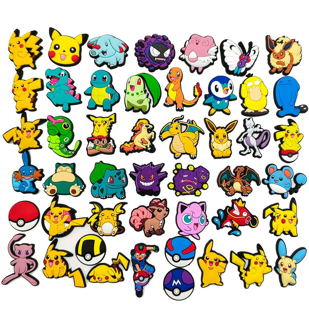 20-100Pcs Potdemiel Pokemon Series Shoe Charms For Clog Sandals,Shoe Decoration Accessories Shoe Pins Great Gift For Men Women