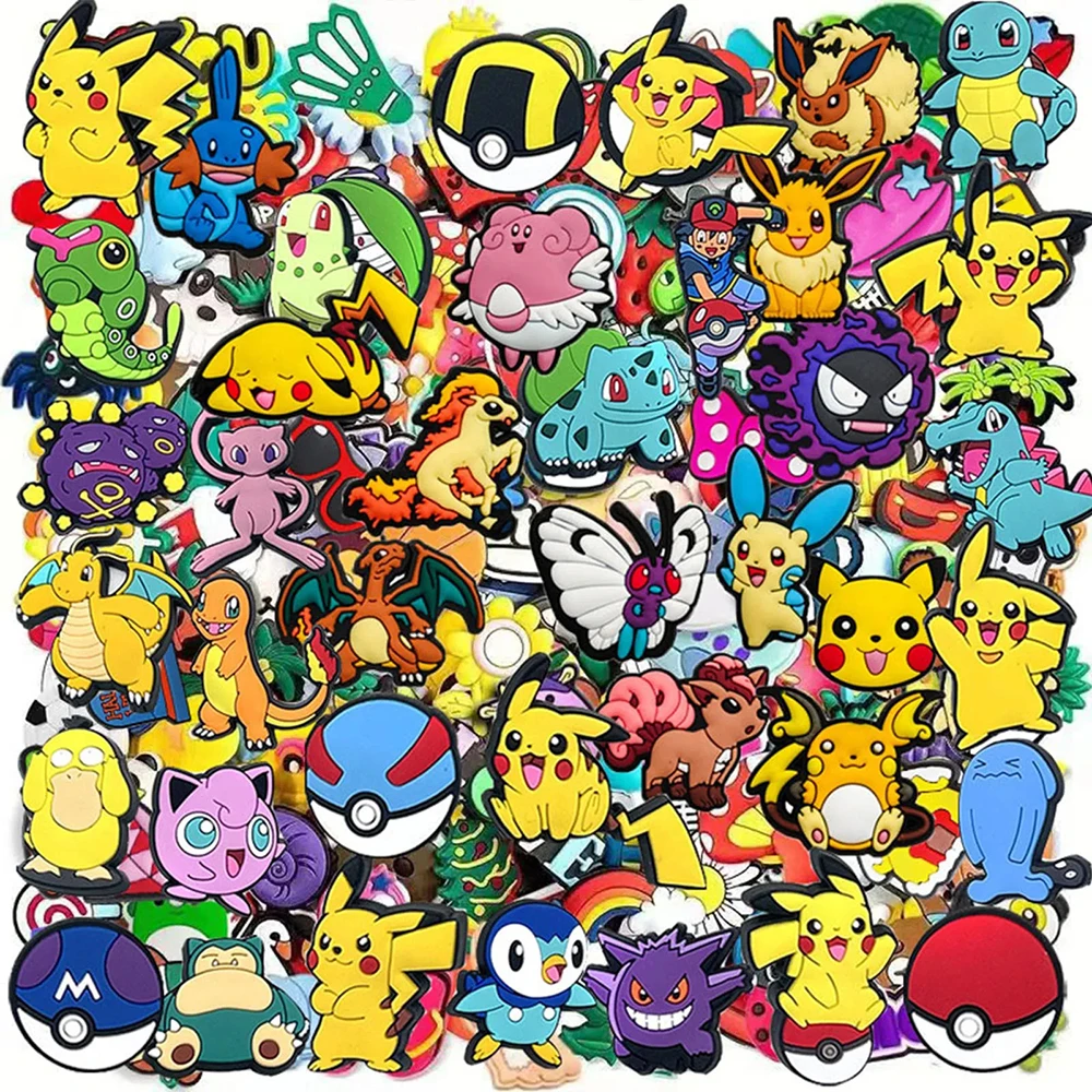 20-100Pcs Potdemiel Pokemon Series Shoe Charms For Clog Sandals,Shoe Decoration Accessories Shoe Pins Great Gift For Men Women