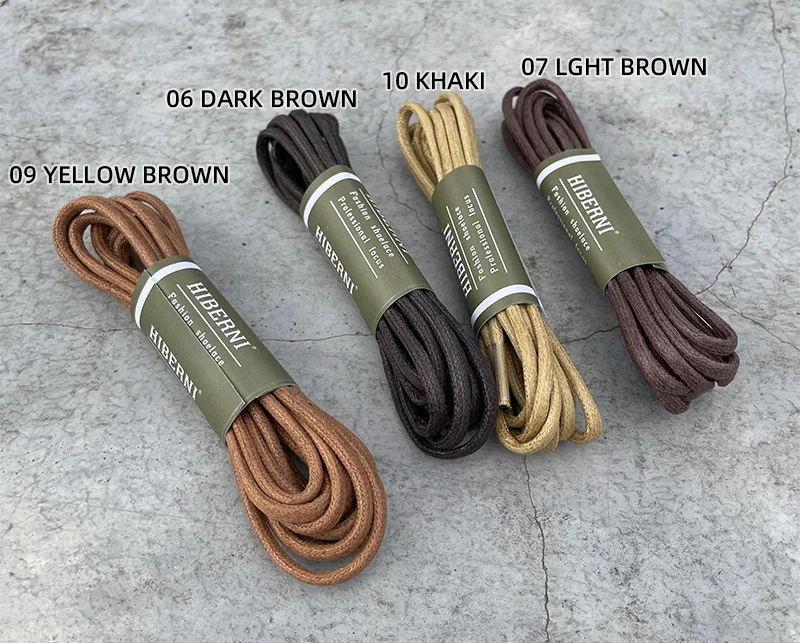 Round Pure Cotton Waxed Shoelaces 1 Pair 60/70/80/90/100/120/140/160/180cm Oxford Shoe Laces Boots Laces Waterproof Leather 12 C