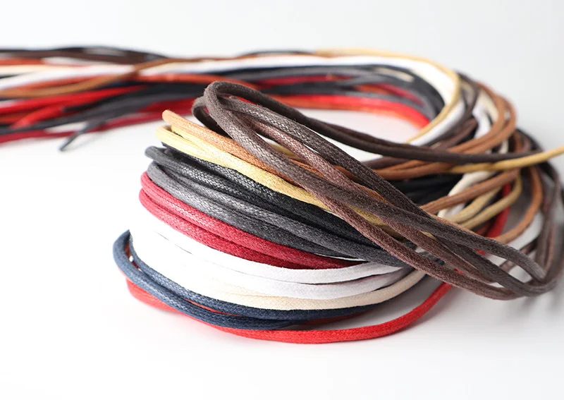 Round Pure Cotton Waxed Shoelaces 1 Pair 60/70/80/90/100/120/140/160/180cm Oxford Shoe Laces Boots Laces Waterproof Leather 12 C