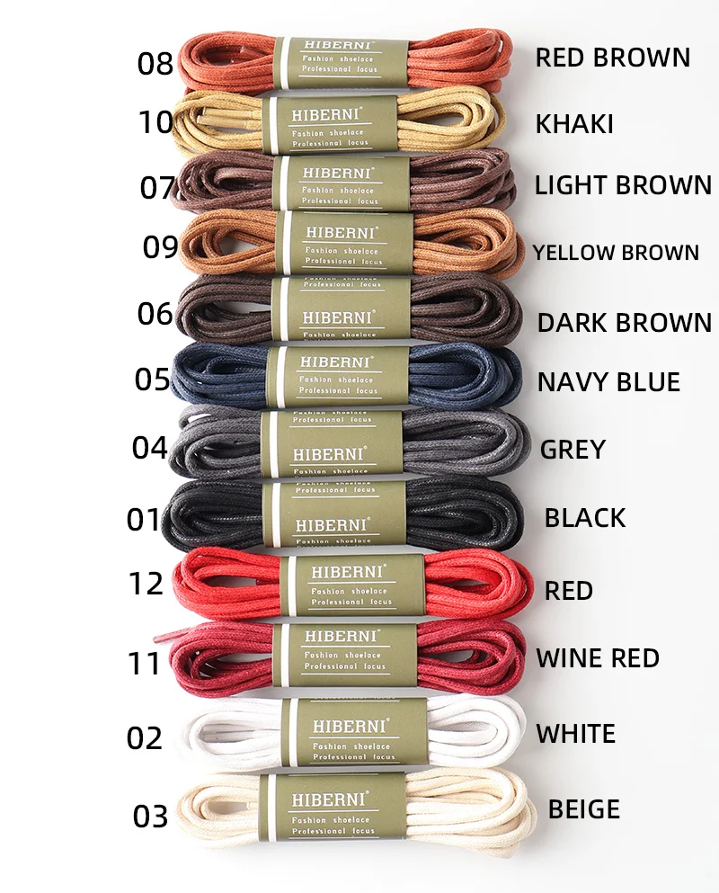 Round Pure Cotton Waxed Shoelaces 1 Pair 60/70/80/90/100/120/140/160/180cm Oxford Shoe Laces Boots Laces Waterproof Leather 12 C