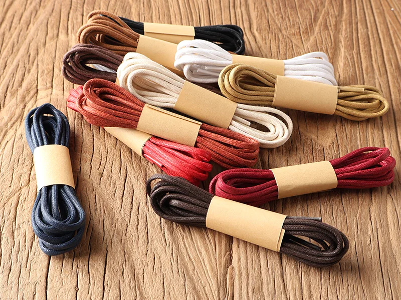 Round Pure Cotton Waxed Shoelaces 1 Pair 60/70/80/90/100/120/140/160/180cm Oxford Shoe Laces Boots Laces Waterproof Leather 12 C