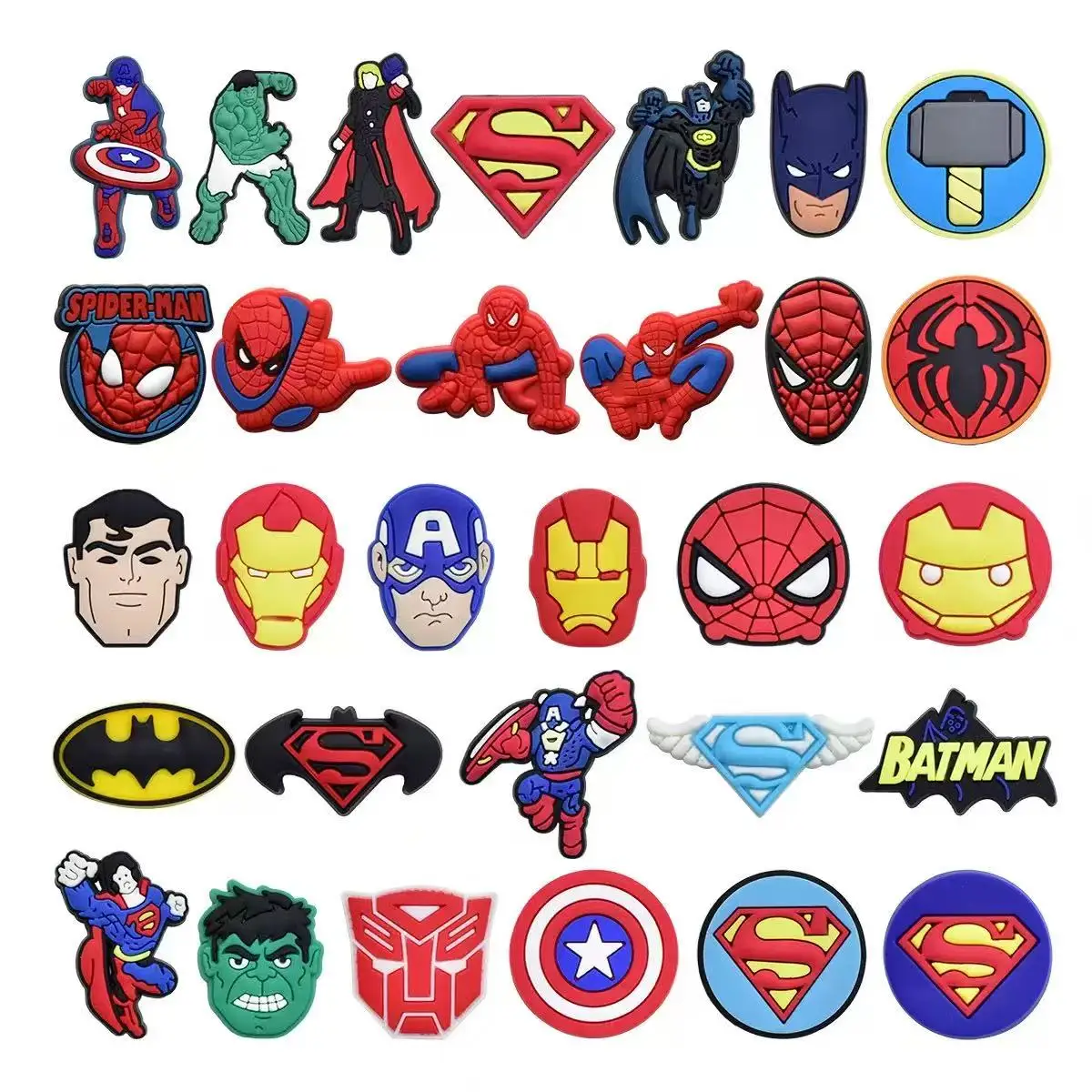 Random 20-200Pcs Hot Toys Marvel Spider-Man Series Shoe Charms For Clogs,PVC Shoe DIY Decorations Premium Quality Accessories