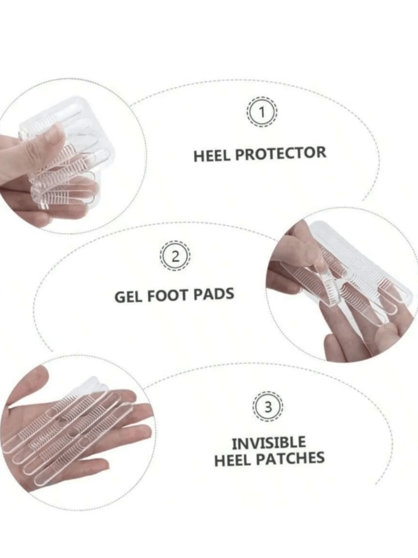 4Pcs Silicone Heel Stickers Heel Grips for Women Men Anti Slip Heel Cushions Non-Slip Inserts Pads Foot Heel Care Protector