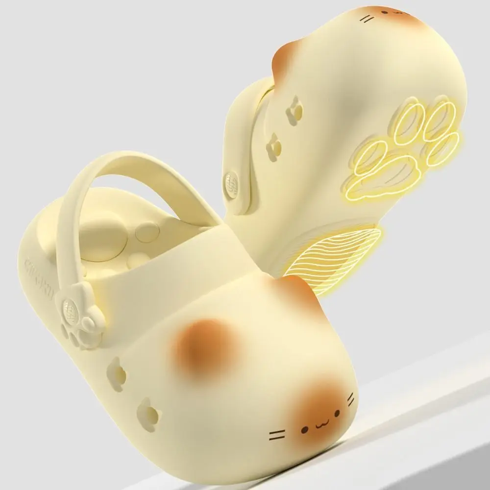Adorable Waterproof Cat Slippers Bottom Cat Paw Anti Slip Small Cat Mules Soft Bottom Closed Toe Ladies Slippers Girl