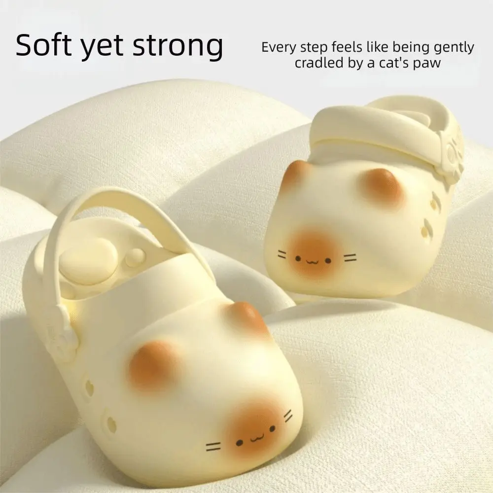 Adorable Waterproof Cat Slippers Bottom Cat Paw Anti Slip Small Cat Mules Soft Bottom Closed Toe Ladies Slippers Girl