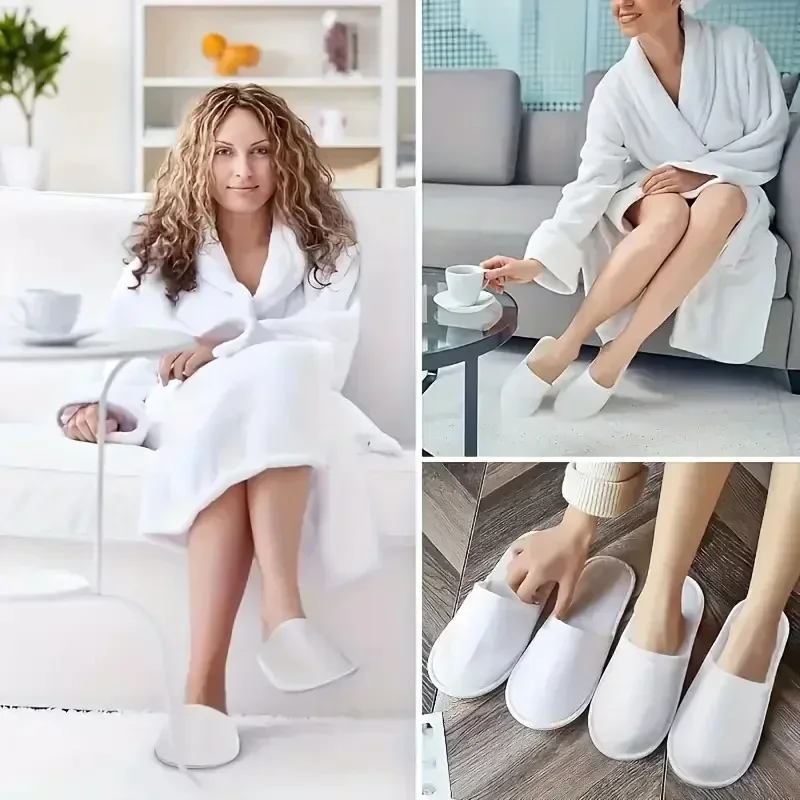 2/30pairs 2026 White Hotel Slipper Unisex Disposable Slippers for Home Guests Non-Slip Bathroom Spa Slippers Shoes for Men Women