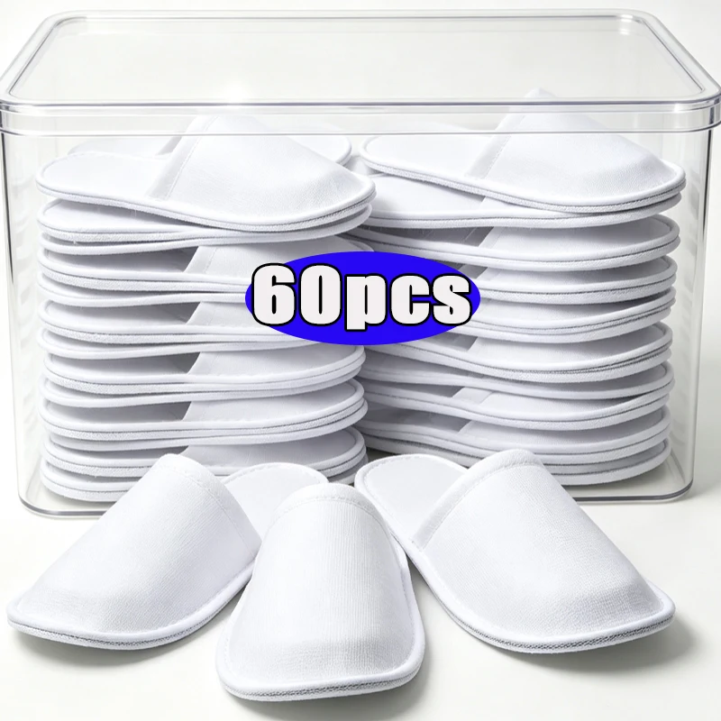 2/30pairs 2026 White Hotel Slipper Unisex Disposable Slippers for Home Guests Non-Slip Bathroom Spa Slippers Shoes for Men Women
