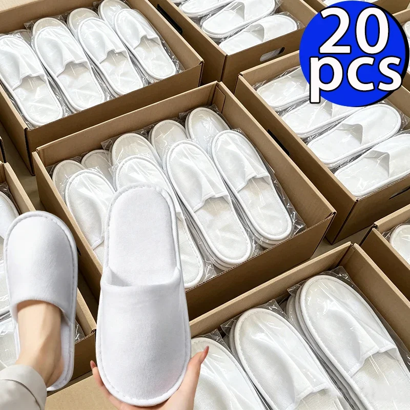 2/30pairs 2026 White Hotel Slipper Unisex Disposable Slippers for Home Guests Non-Slip Bathroom Spa Slippers Shoes for Men Women