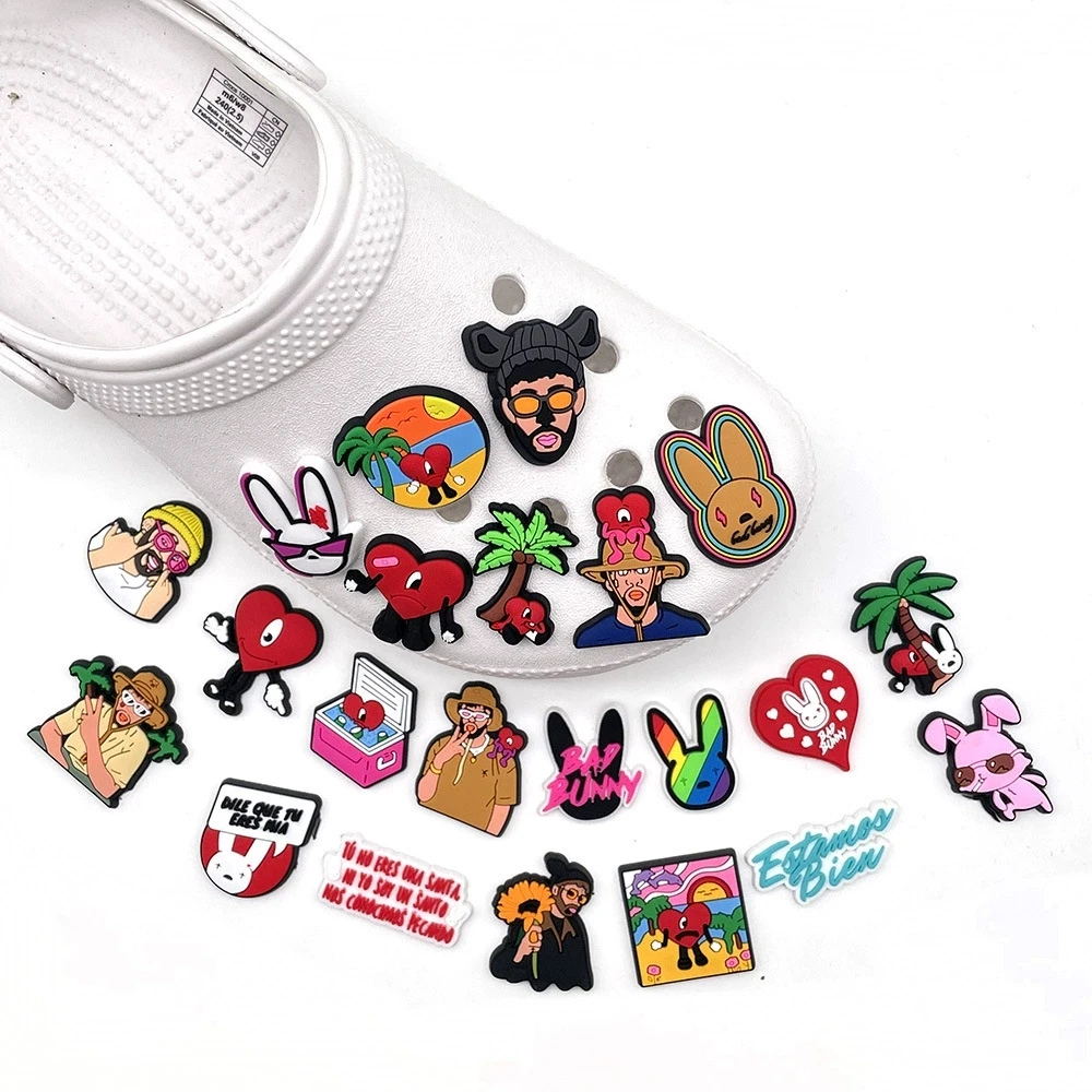 22Pcs Unisex Bad Bunny Themed Shoe Charms for Sandals Cave Decorations Birthday Gift Idea for Boys And Girls