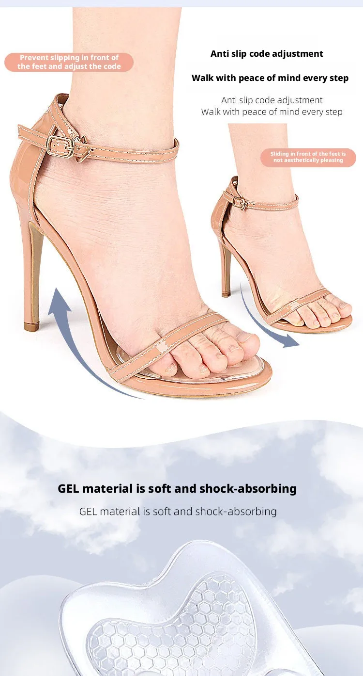 Soft Silicone Forefoot Cushion Pads Anti-Slip Gel Shoe Inserts for Women High Heels Sandals Pain Relief
