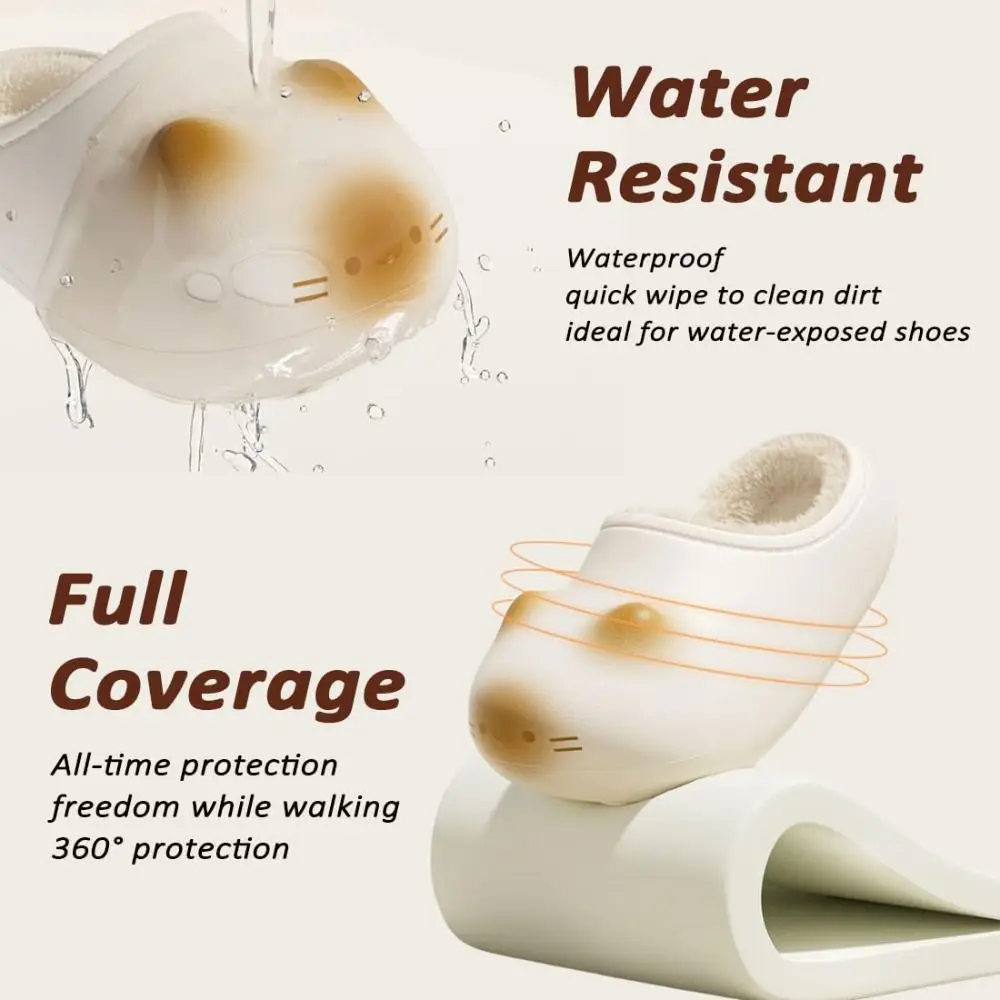 New Waterproof Cat Slippers Warm Bottom Cat Paw Kitty Mules Fluffy Closed Toe Cat Paw Slippers Outdoor Indoor