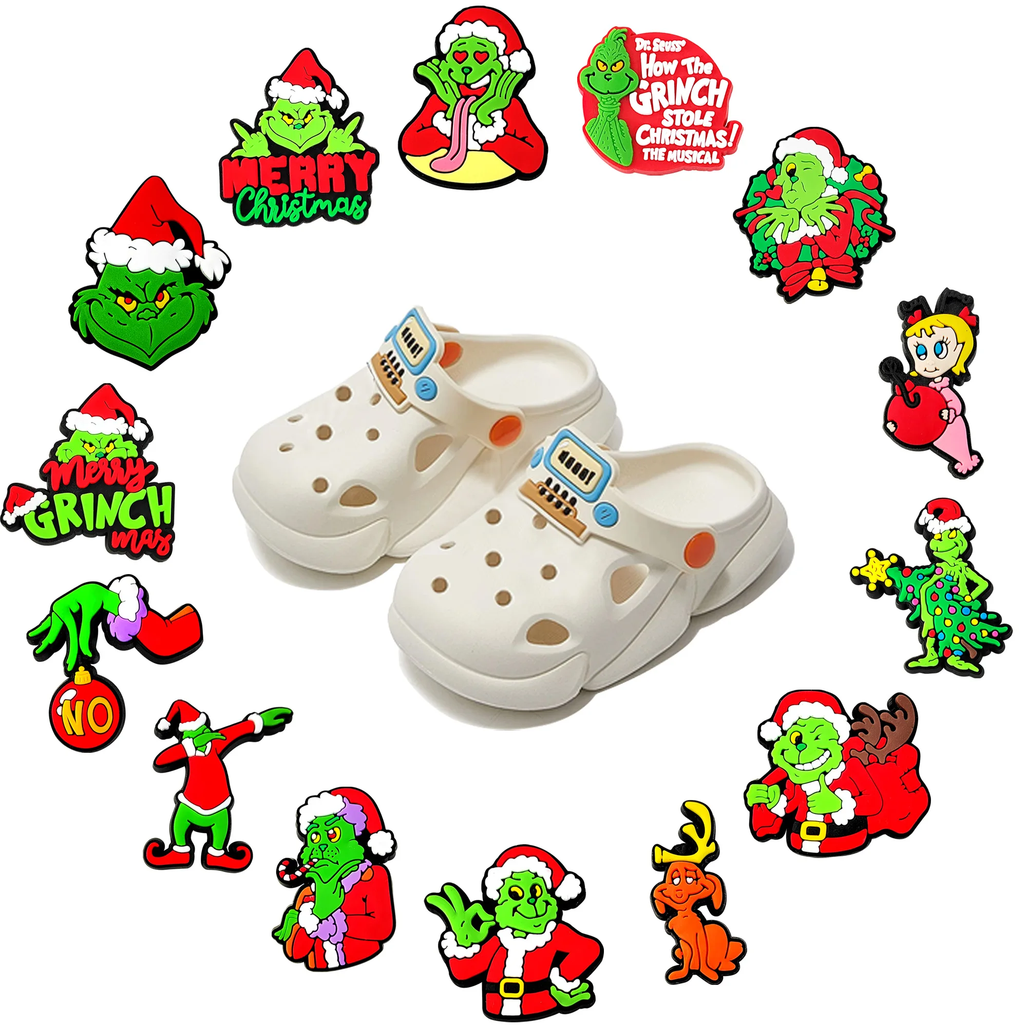 Mesuca Mixed Random Christmas Series 20-100 Shoe Charms For Sandals,Shoe Decoration Accessories Shoe Pins Great Gift For Men Wom