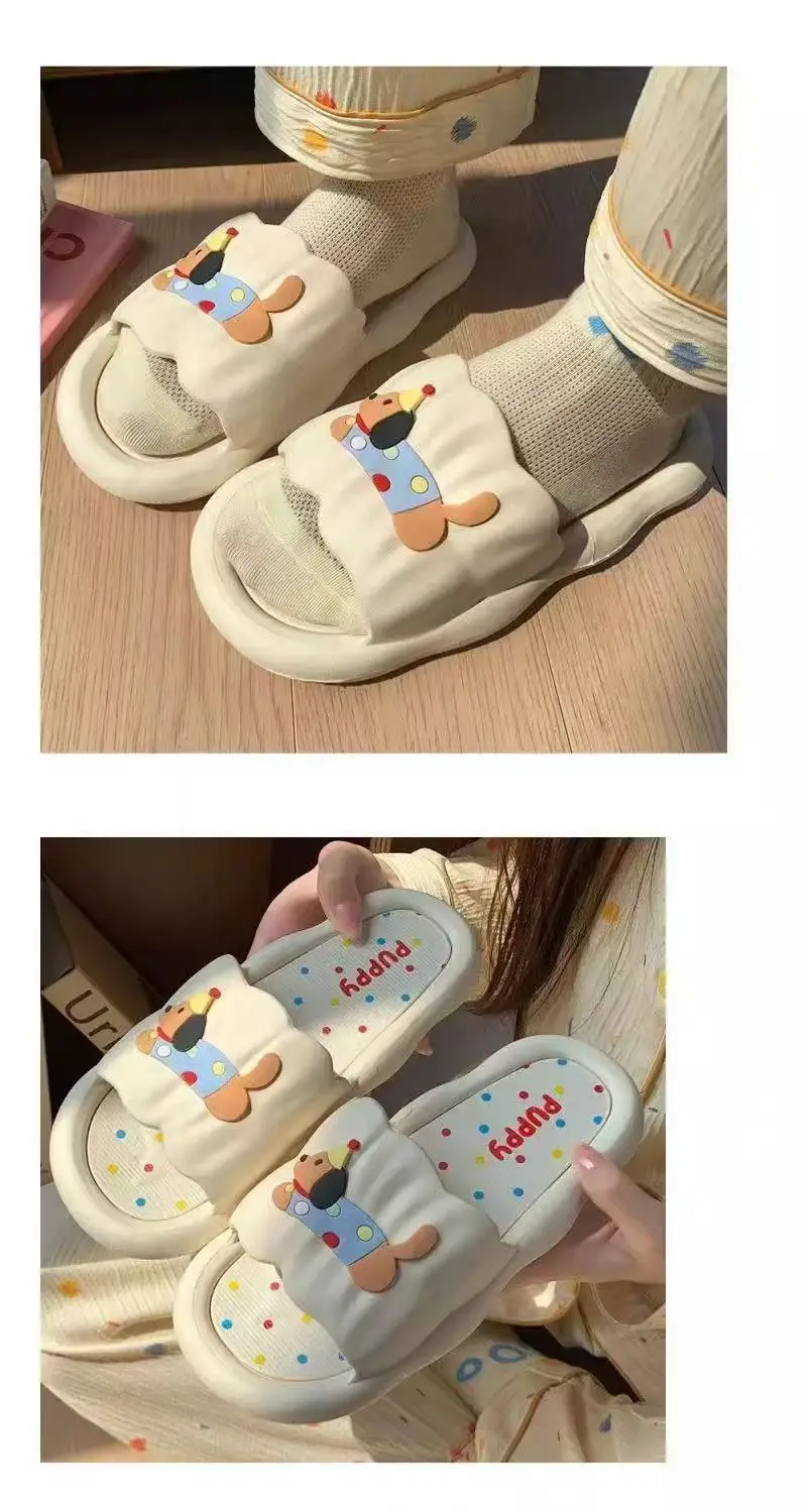 Cartoon Hot Dog Slippers for Women Soft Anti-Slide Indoor Outdoor Summer Sandals, Cute Couple Home Shoes