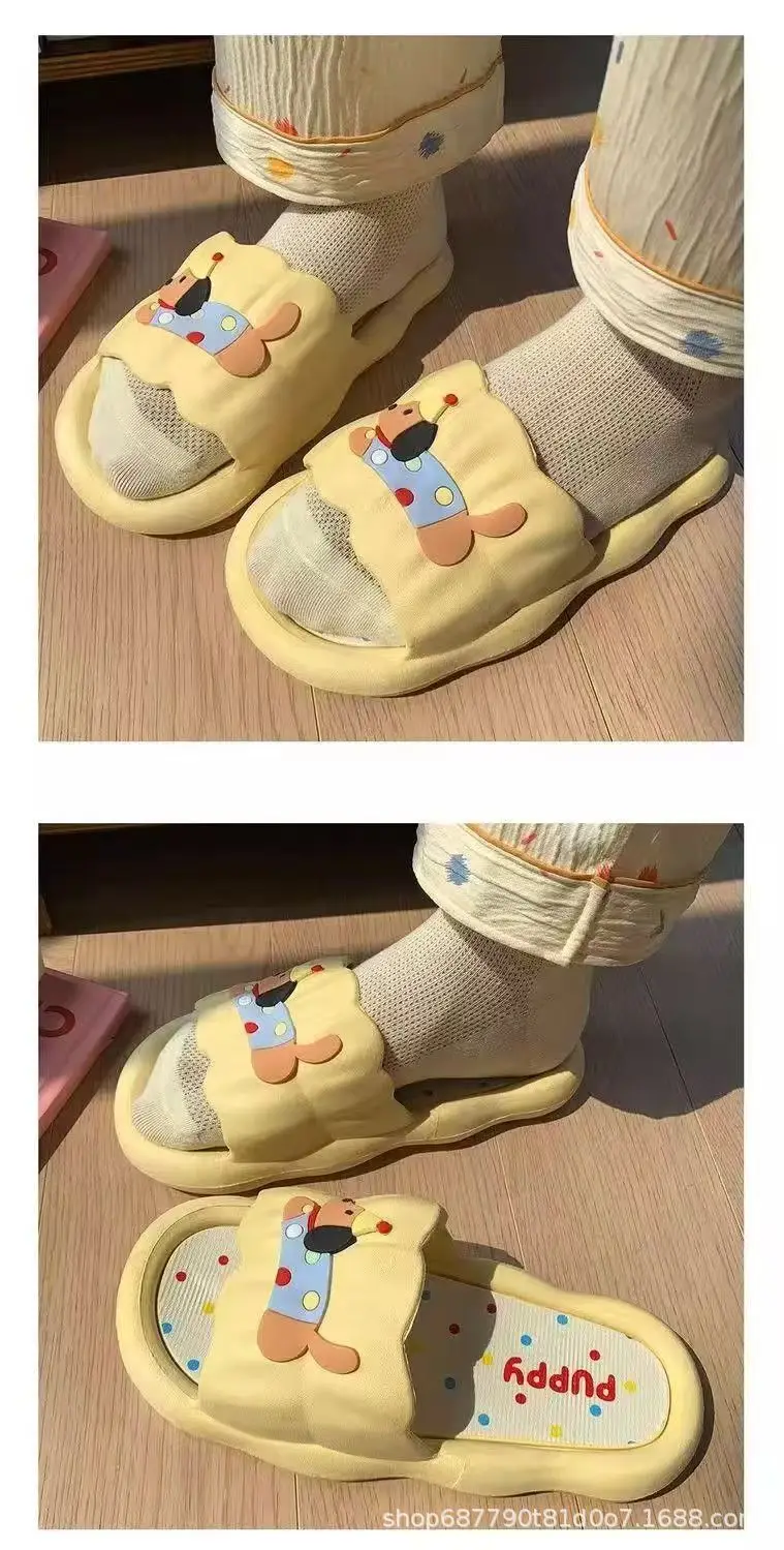 Cartoon Hot Dog Slippers for Women Soft Anti-Slide Indoor Outdoor Summer Sandals, Cute Couple Home Shoes