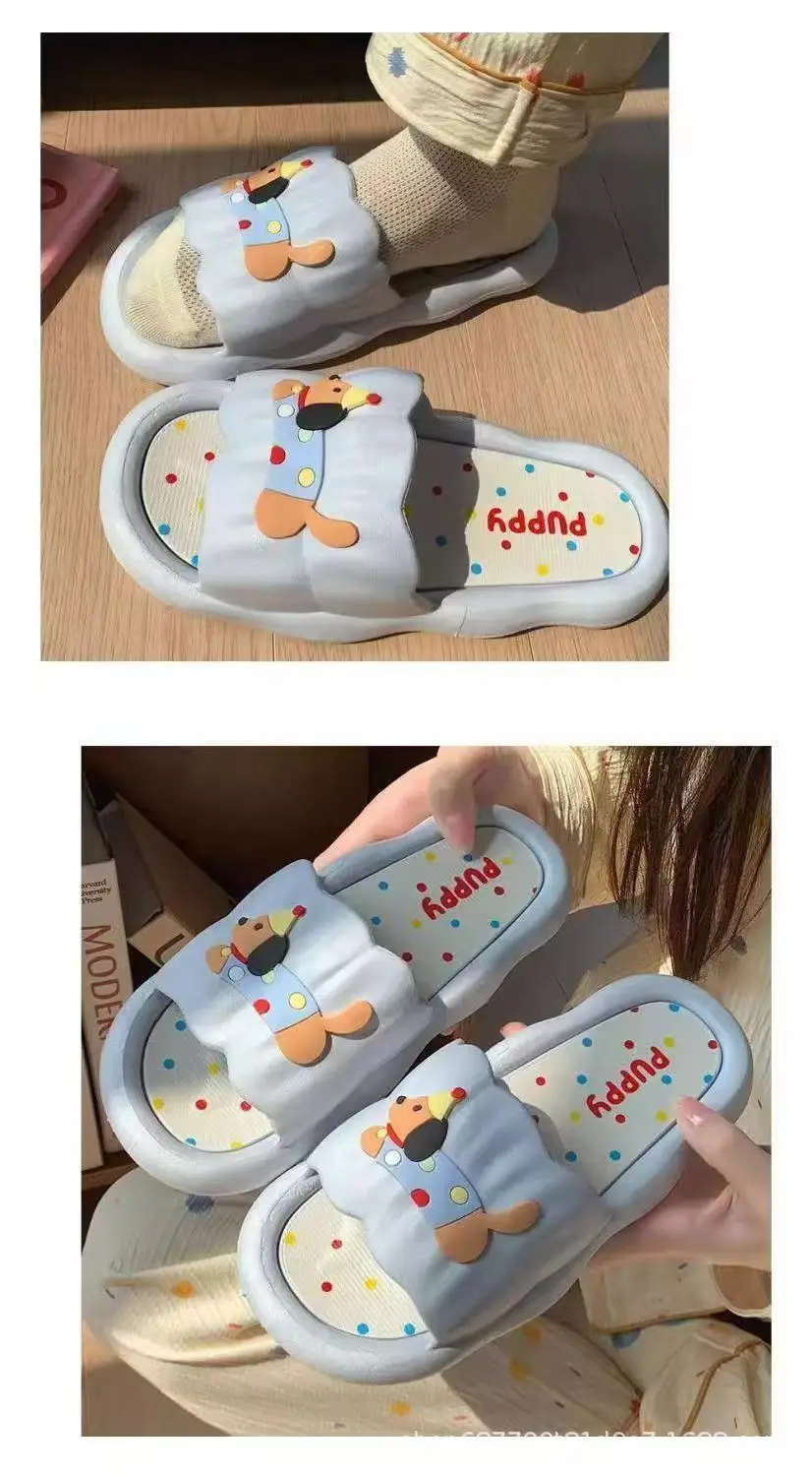 Cartoon Hot Dog Slippers for Women Soft Anti-Slide Indoor Outdoor Summer Sandals, Cute Couple Home Shoes