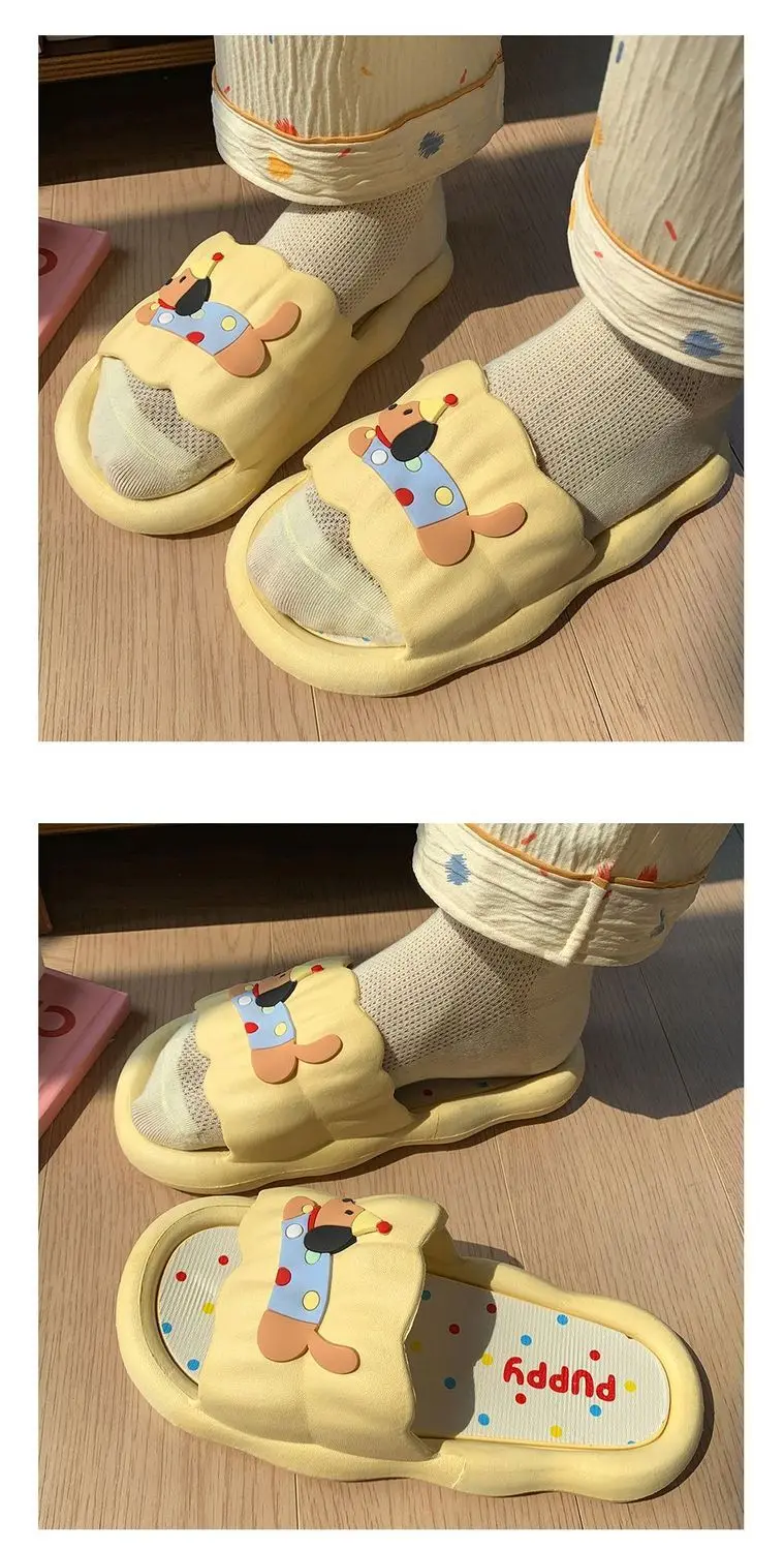 Cartoon Hot Dog Slippers for Women - Soft Anti-Slide Indoor/Outdoor Summer Sandals, Cute Couple Home Shoes