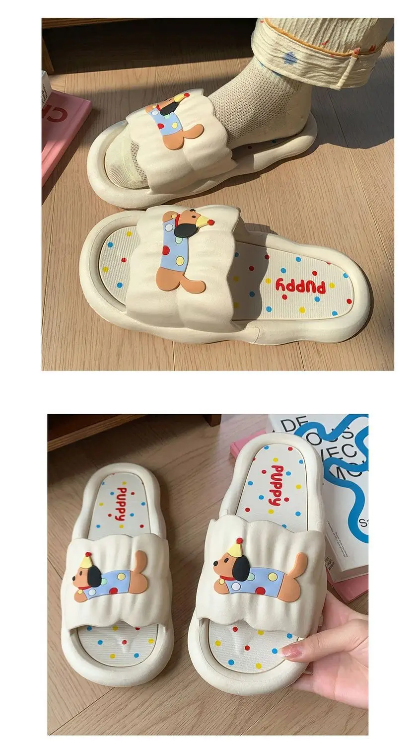 Cartoon Hot Dog Slippers for Women - Soft Anti-Slide Indoor/Outdoor Summer Sandals, Cute Couple Home Shoes