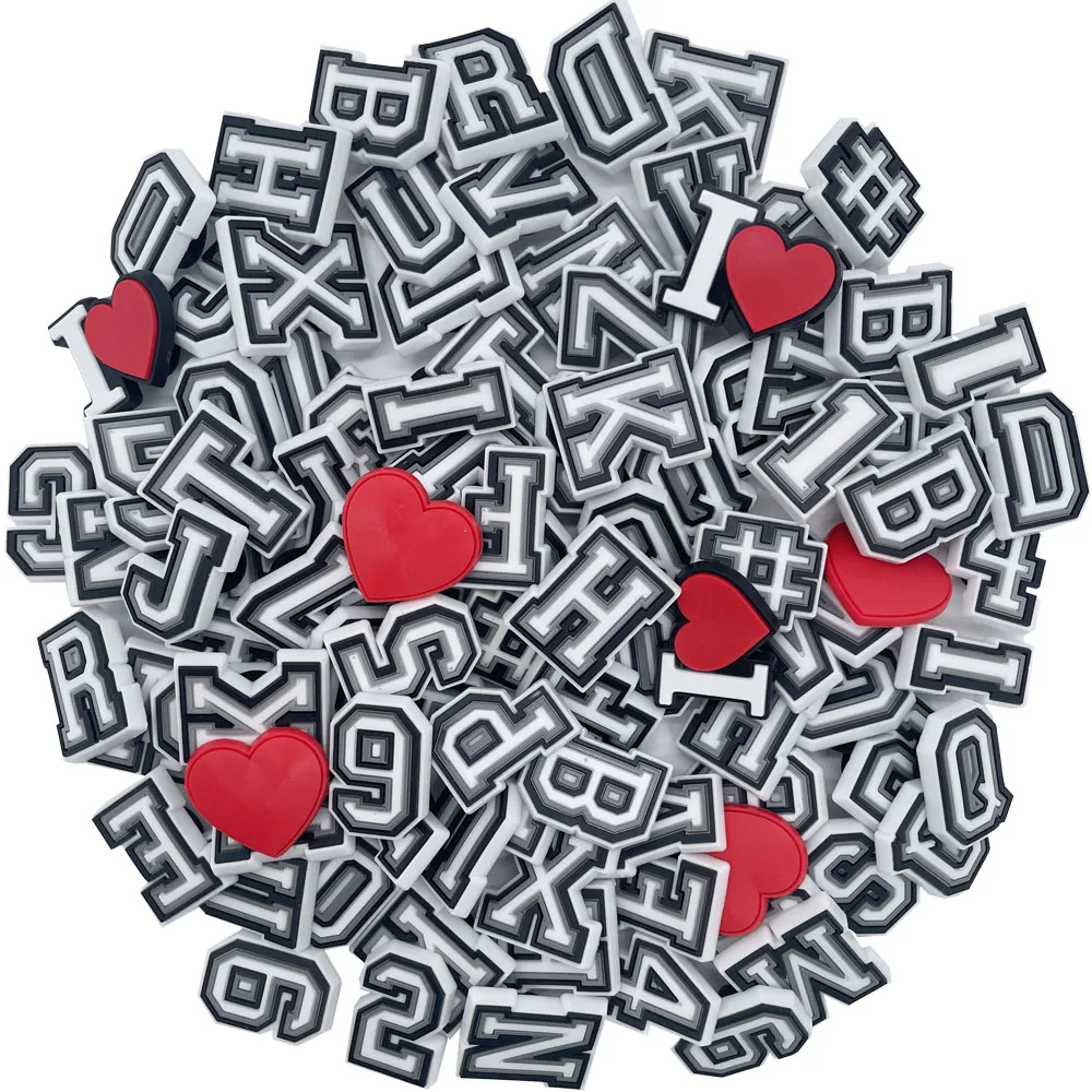 26/28/54/40/80Pcs Alphabet Series Shoe Charms For DIY Charms Shoe Decoration Accessories Bubble Slides Sandals Shoe Pins