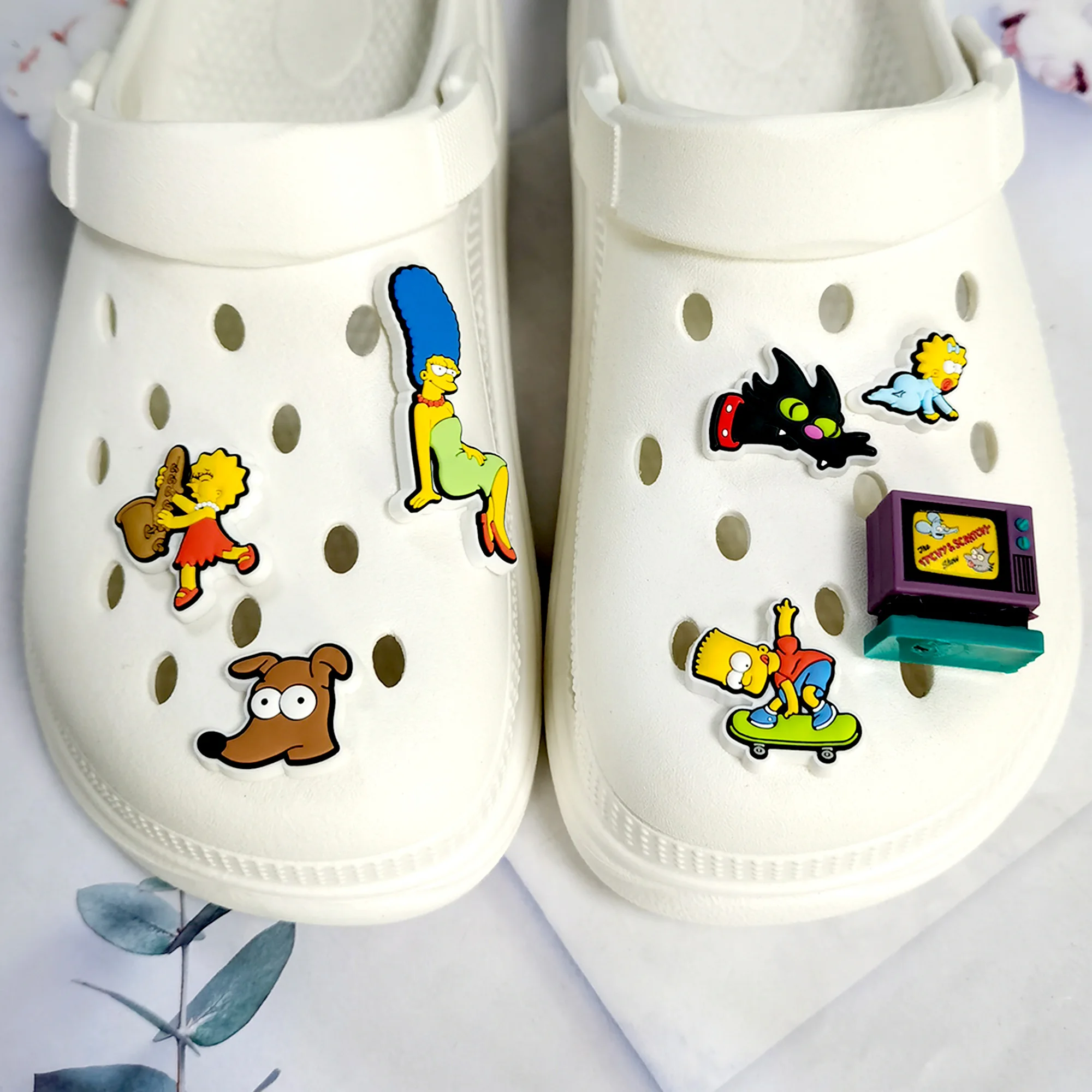 9pcs Cartoon Large Size Simpson Series ​for Shoe Charms pvc DIY  Shoe Accessories for Classic Clog Shoe Decoration Kids Gifts
