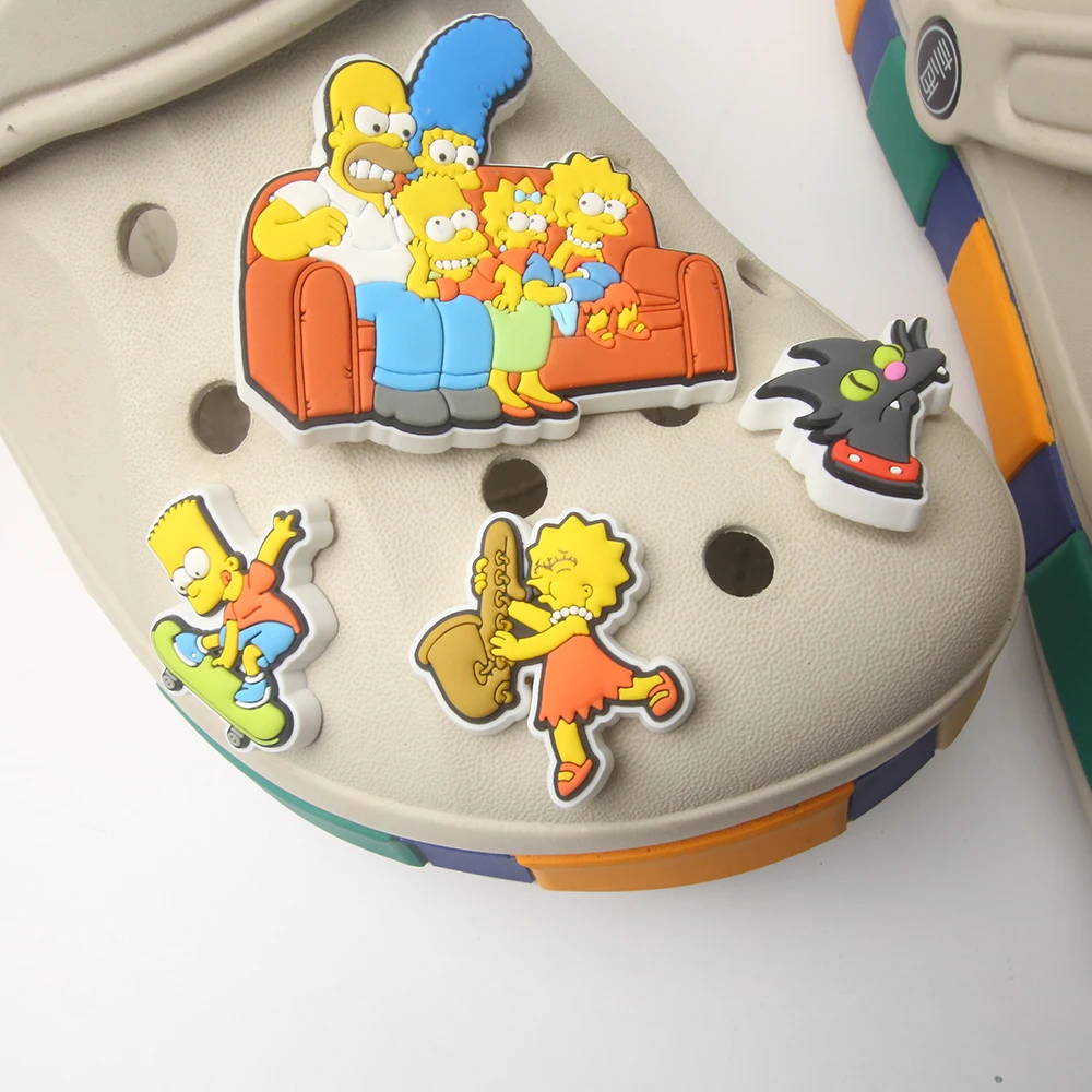 9pcs Cartoon Large Size Simpson Series ​for Shoe Charms pvc DIY  Shoe Accessories for Classic Clog Shoe Decoration Kids Gifts