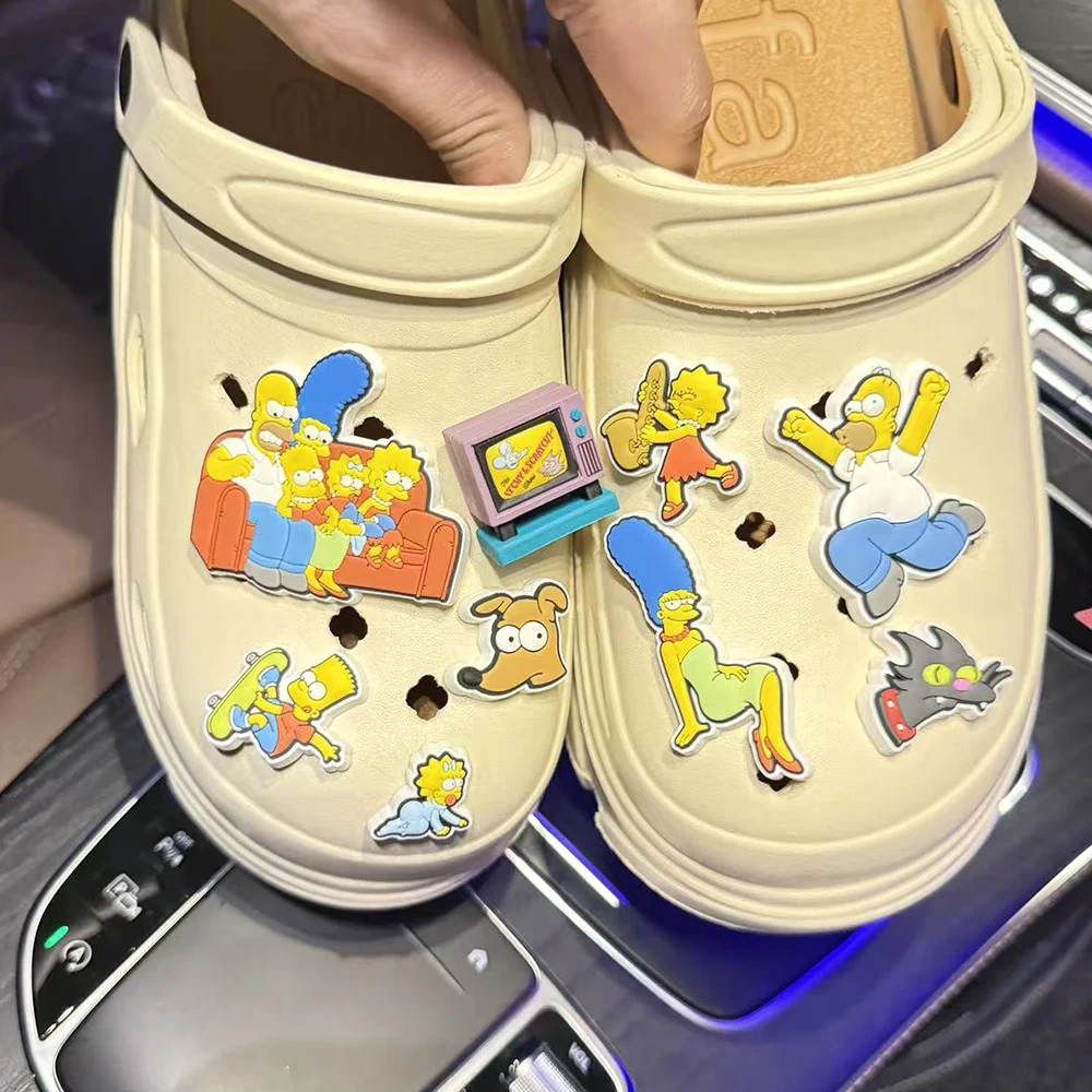 9pcs Cartoon Large Size Simpson Series ​for Shoe Charms pvc DIY  Shoe Accessories for Classic Clog Shoe Decoration Kids Gifts