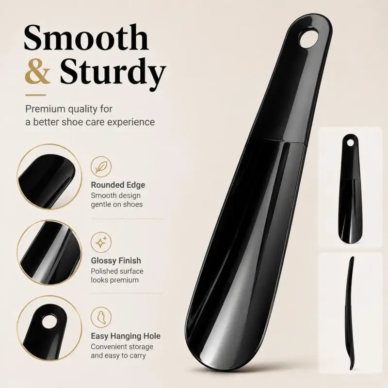 Compact Shoe Horn Set - Durable Plastic, 16cm, Ideal for Travel & Home Use