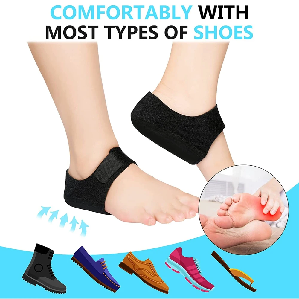U-Shaped Silicone Gel Heel Cups, Plantar Fasciitis Foot Support for Heel Spur Pain Relief, Shock Absorbing Insoles for Men Women