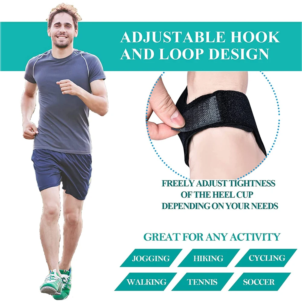 U-Shaped Silicone Gel Heel Cups, Plantar Fasciitis Foot Support for Heel Spur Pain Relief, Shock Absorbing Insoles for Men Women