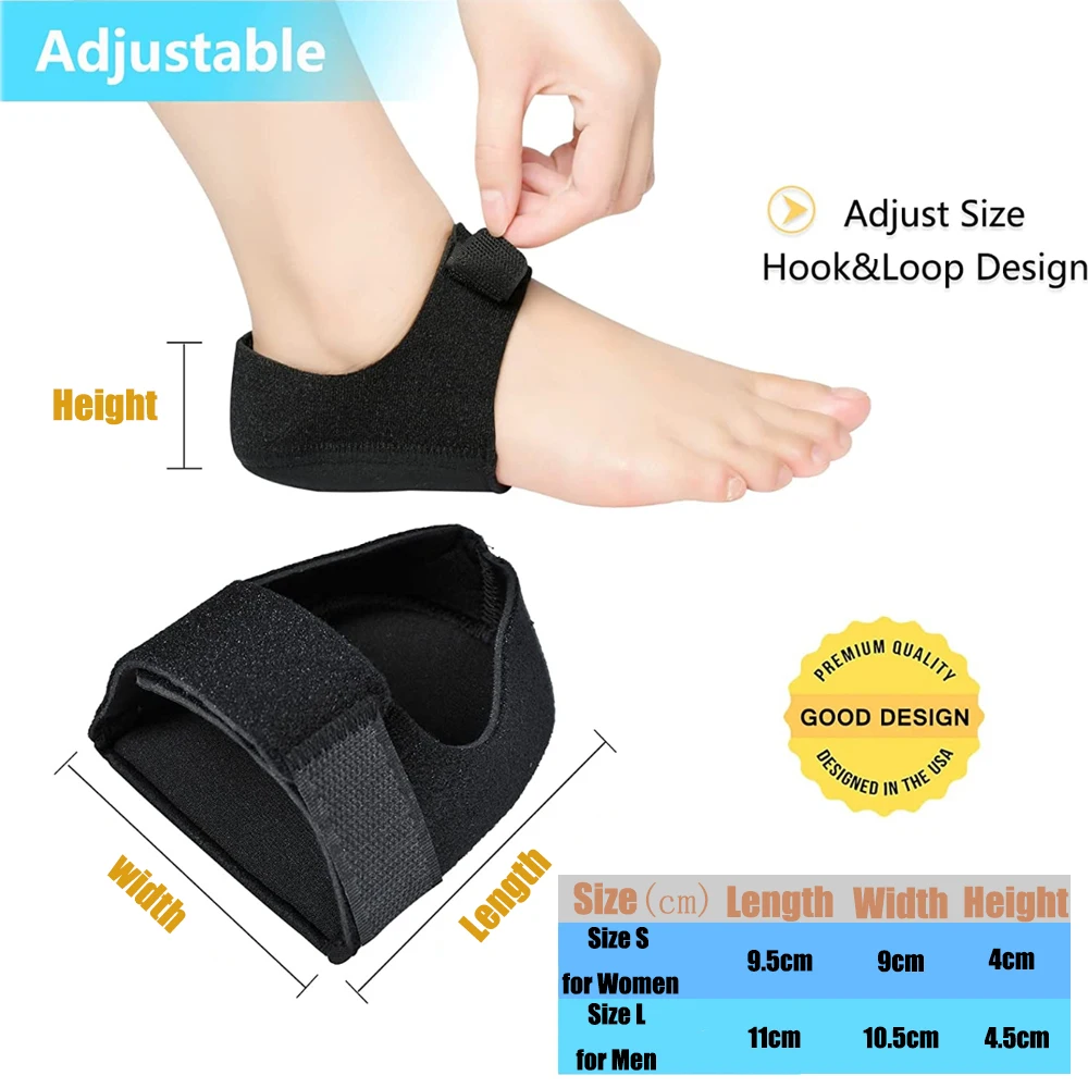 U-Shaped Silicone Gel Heel Cups, Plantar Fasciitis Foot Support for Heel Spur Pain Relief, Shock Absorbing Insoles for Men Women