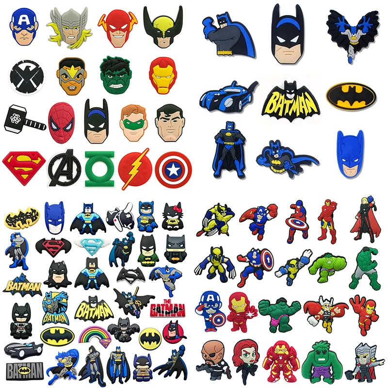 Mesuca Marvel Spider-Man, Batman 8-200pcs Shoe Charms For Sandals,Shoe Decoration Accessories Shoe Pins Great Gift For Men Wom