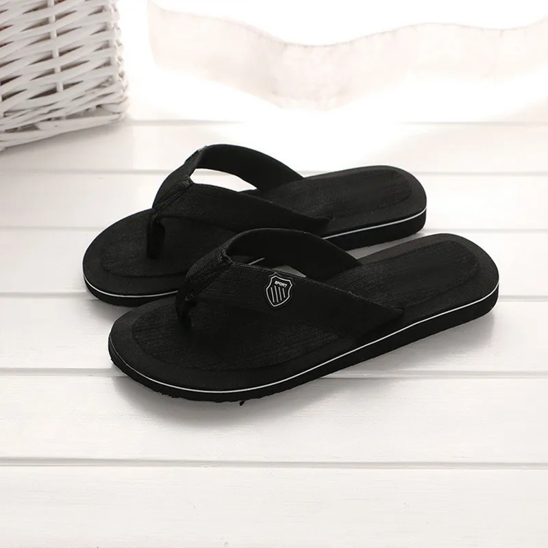 2025 Summer New Men's Flip Flops Indoor Outdoor Beach Sandals Thick Soft Sole Bathroom Slides Shoes Man Non-slip Home Slippers