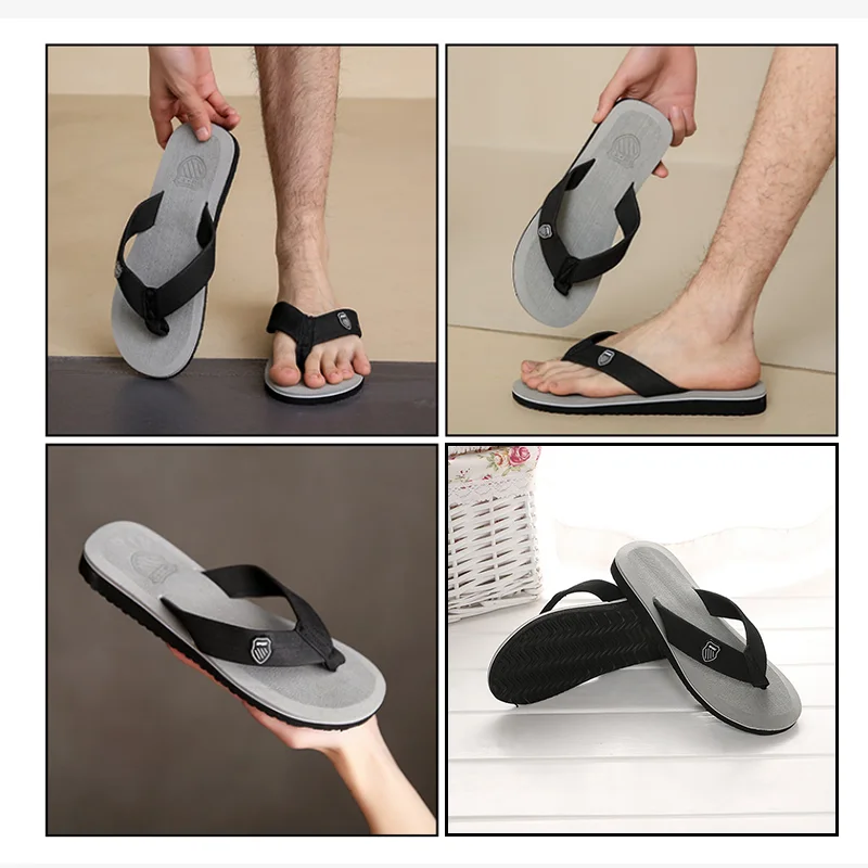 2025 Summer New Men's Flip Flops Indoor Outdoor Beach Sandals Thick Soft Sole Bathroom Slides Shoes Man Non-slip Home Slippers