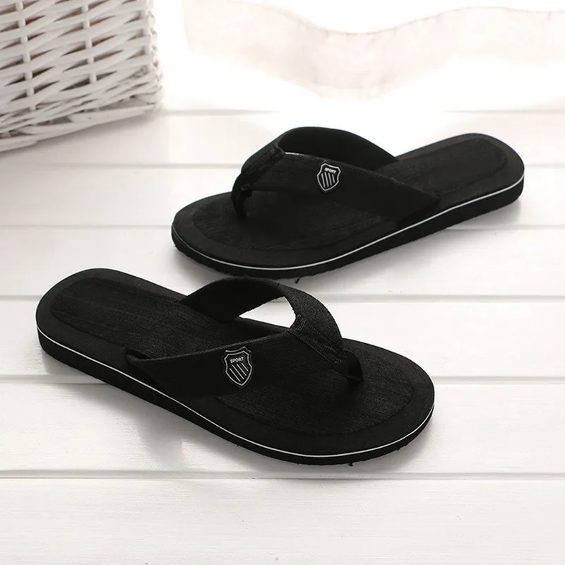 2025 Summer New Men's Flip Flops Indoor Outdoor Beach Sandals Thick Soft Sole Bathroom Slides Shoes Man Non-slip Home Slippers