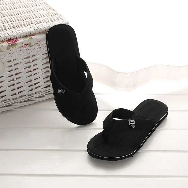 2025 Summer New Men's Flip Flops Indoor Outdoor Beach Sandals Thick Soft Sole Bathroom Slides Shoes Man Non-slip Home Slippers