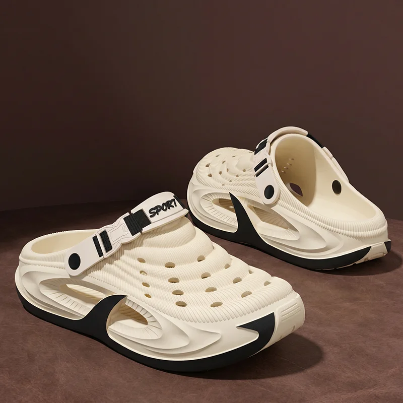 Men's Outdoor Slippers EVA Non-Slip Closed-toe Thick Soft Platform Slide Fashion Comfortable Sandals For Men Summer Home Shoes