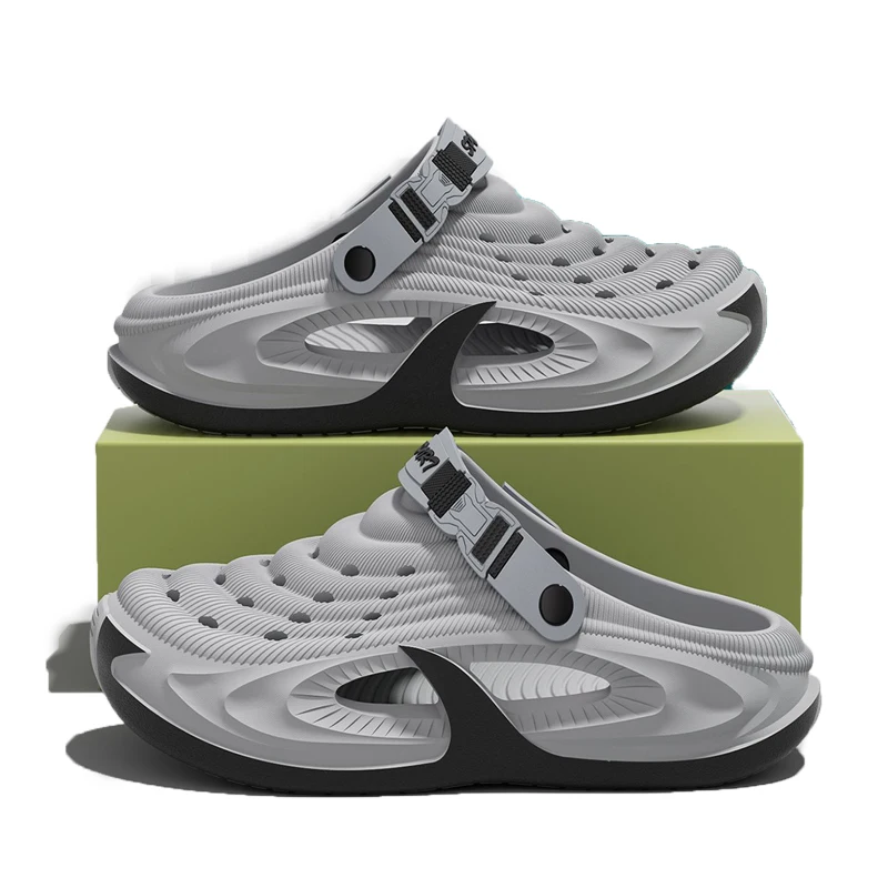 Men's Outdoor Slippers EVA Non-Slip Closed-toe Thick Soft Platform Slide Fashion Comfortable Sandals For Men Summer Home Shoes