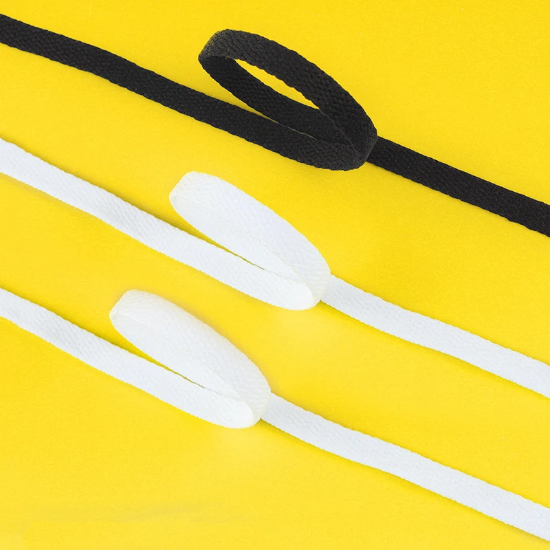 White Black Classic Shoe Laces Solid Color 8mm Wide Flat Shoelace Sneakers Quality Laces 2Pcs/6Pcs/10Pcs